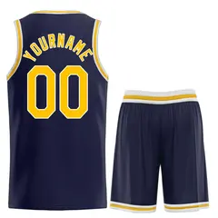 Navy Yellow-White Heal Classic Basketball Jersey Sets 2
