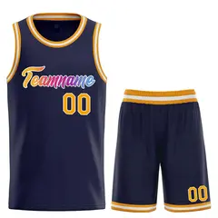 Navy Yellow-White Heal Classic Basketball Jersey Sets 1