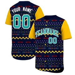 Navy Yellow White Mexican Style Lightweight Baseball Jersey