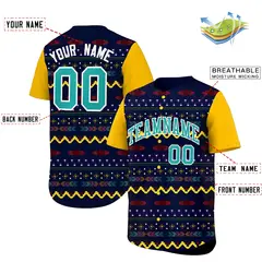 Navy Yellow White Mexican Style Lightweight Baseball Jersey 2