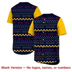 Navy Yellow White Mexican Style Lightweight Baseball Jersey 7