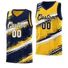 Navy Yellow White Reversible Basketball Jersey Stellar Strike Series 1