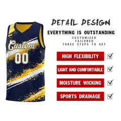 Navy Yellow White Reversible Basketball Jersey Stellar Strike Series 3