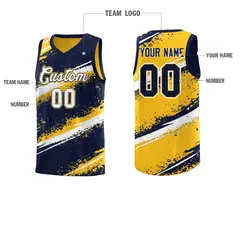 Navy Yellow White Reversible Basketball Jersey Stellar Strike Series 4