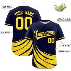 Navy Yellow Wind Mark Graffiti Pattern Baseball Jersey 2
