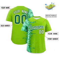 Neon Green 3D Flame Design Authentic Baseball Jersey 2
