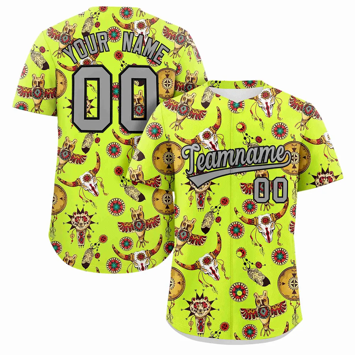 Neon Green 3D Graffiti Pattern Baseball Jersey