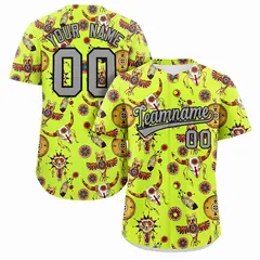 Neon Green 3D Graffiti Pattern Baseball Jersey