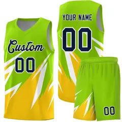 Neon Green Abstract Mountain Pattern Basketball Jersey 1