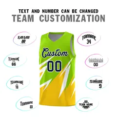 Neon Green Abstract Mountain Pattern Basketball Jersey 3