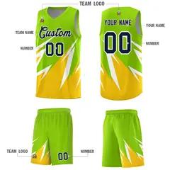 Neon Green Abstract Mountain Pattern Basketball Jersey 4