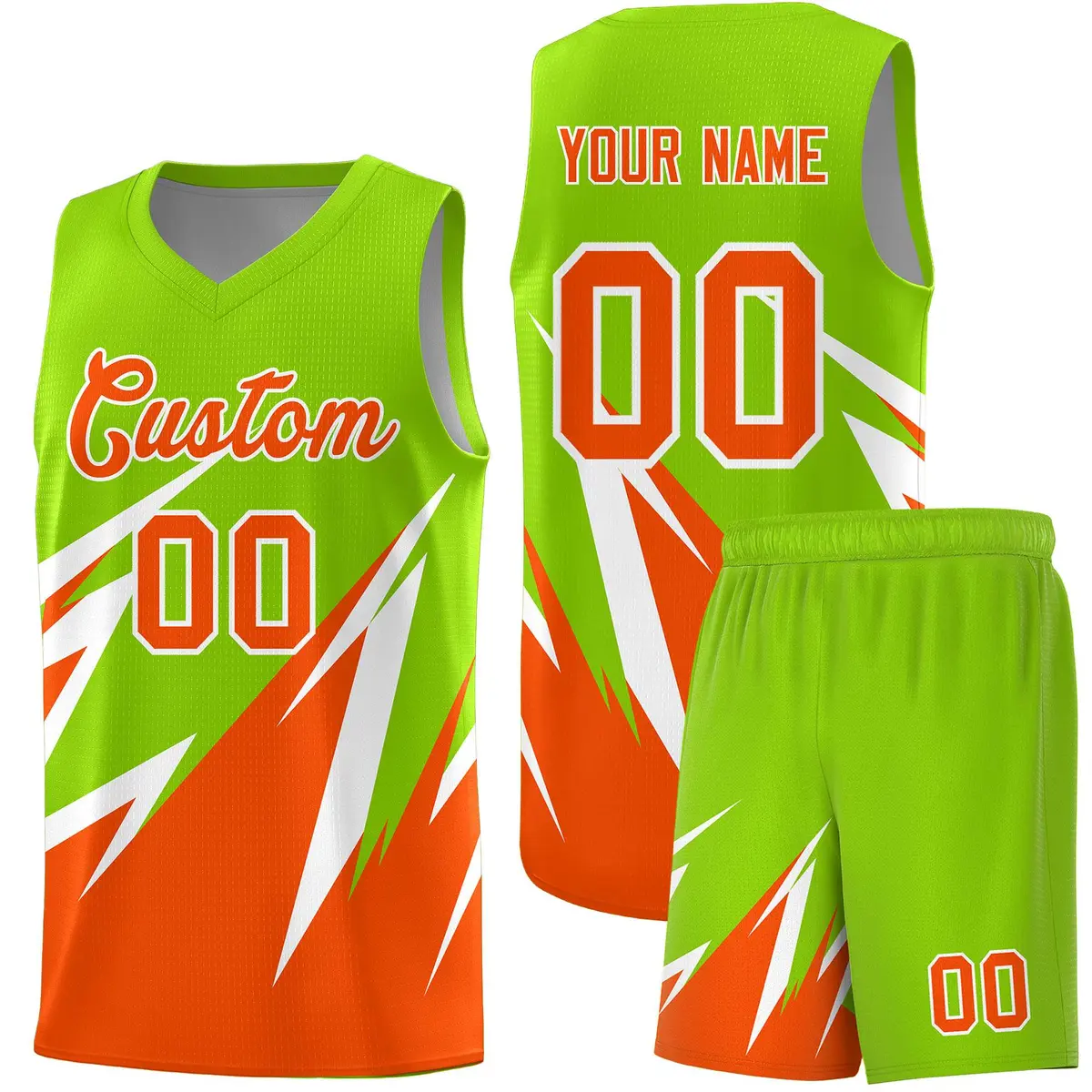 Neon Green Abstract Mountain Pattern Basketball Jersey