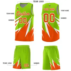 Neon Green Abstract Mountain Pattern Basketball Jersey 4