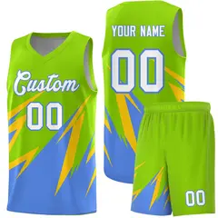 Neon Green Abstract Mountain Pattern Basketball Jersey 1