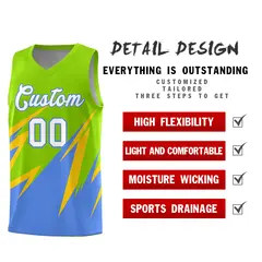 Neon Green Abstract Mountain Pattern Basketball Jersey 2