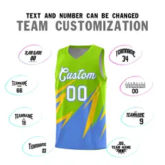 Neon Green Abstract Mountain Pattern Basketball Jersey 3