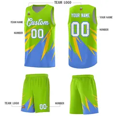 Neon Green Abstract Mountain Pattern Basketball Jersey 4