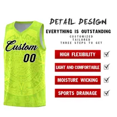 Neon Green Aztec Sun Stone Graffiti Basketball Jersey 2