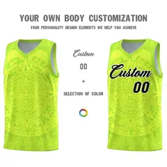 Neon Green Aztec Sun Stone Graffiti Basketball Jersey 3
