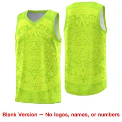 Neon Green Aztec Sun Stone Graffiti Basketball Jersey 6