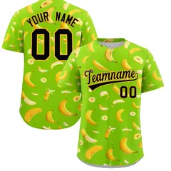Neon Green Banana Graffiti Pattern Fashion Baseball Jersey