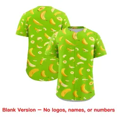Neon Green Banana Graffiti Pattern Fashion Baseball Jersey 7