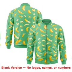 Neon Green Banana Pattern Varsity Letterman Bomber Jacket 8