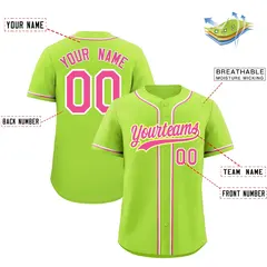 Neon Green Baseball Jersey Moisture-Wicking Team Uniform 2