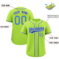 Neon Green Baseball Jersey Moisture-Wicking Team Uniform 2