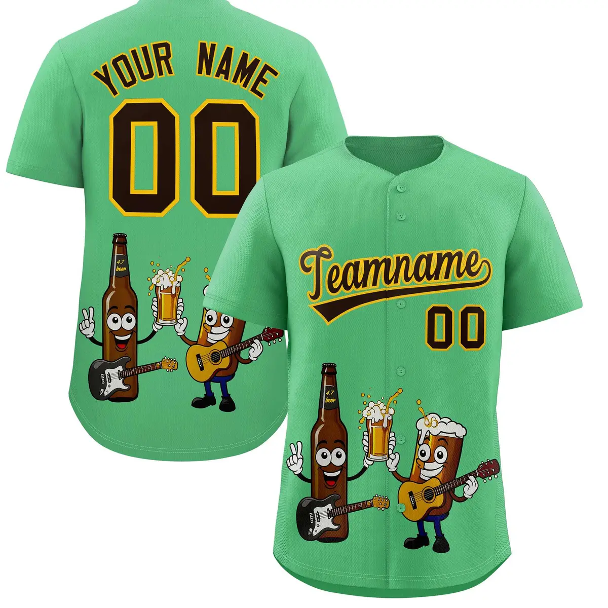 Neon Green Beer Day Parties Baseball Jersey