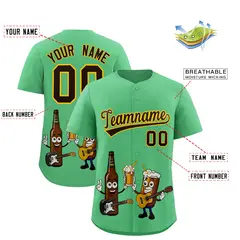 Neon Green Beer Day Parties Baseball Jersey 2