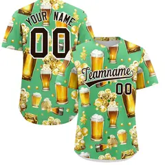 Neon Green Beer Day Parties Baseball Jersey