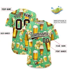 Neon Green Beer Day Parties Baseball Jersey 2