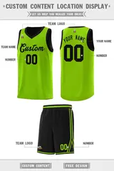 Neon Green Black Chest Slash Pattern Basketball Jersey 2
