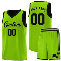 Neon Green Black Chest Slash Pattern Basketball Jersey 1
