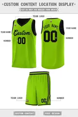 Neon Green Black Chest Slash Pattern Basketball Jersey 2