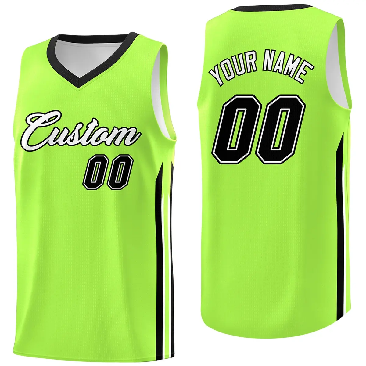 Neon Green Black Classic Sport Game Basketball Jersey