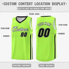 Neon Green Black Classic Sport Game Basketball Jersey 2