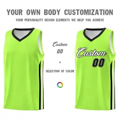 Neon Green Black Classic Sport Game Basketball Jersey 3