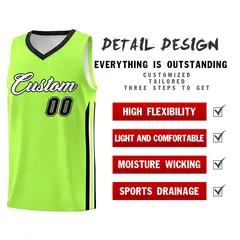 Neon Green Black Classic Sport Game Basketball Jersey 4