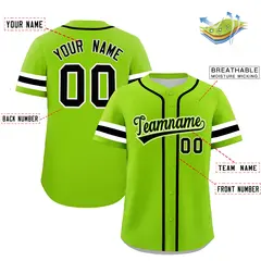 Neon Green Black Classic Style Authentic Baseball Jersey 2