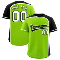 Neon Green Black Color Block Authentic Baseball Jersey