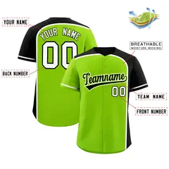 Neon Green Black Color Block Authentic Baseball Jersey 2