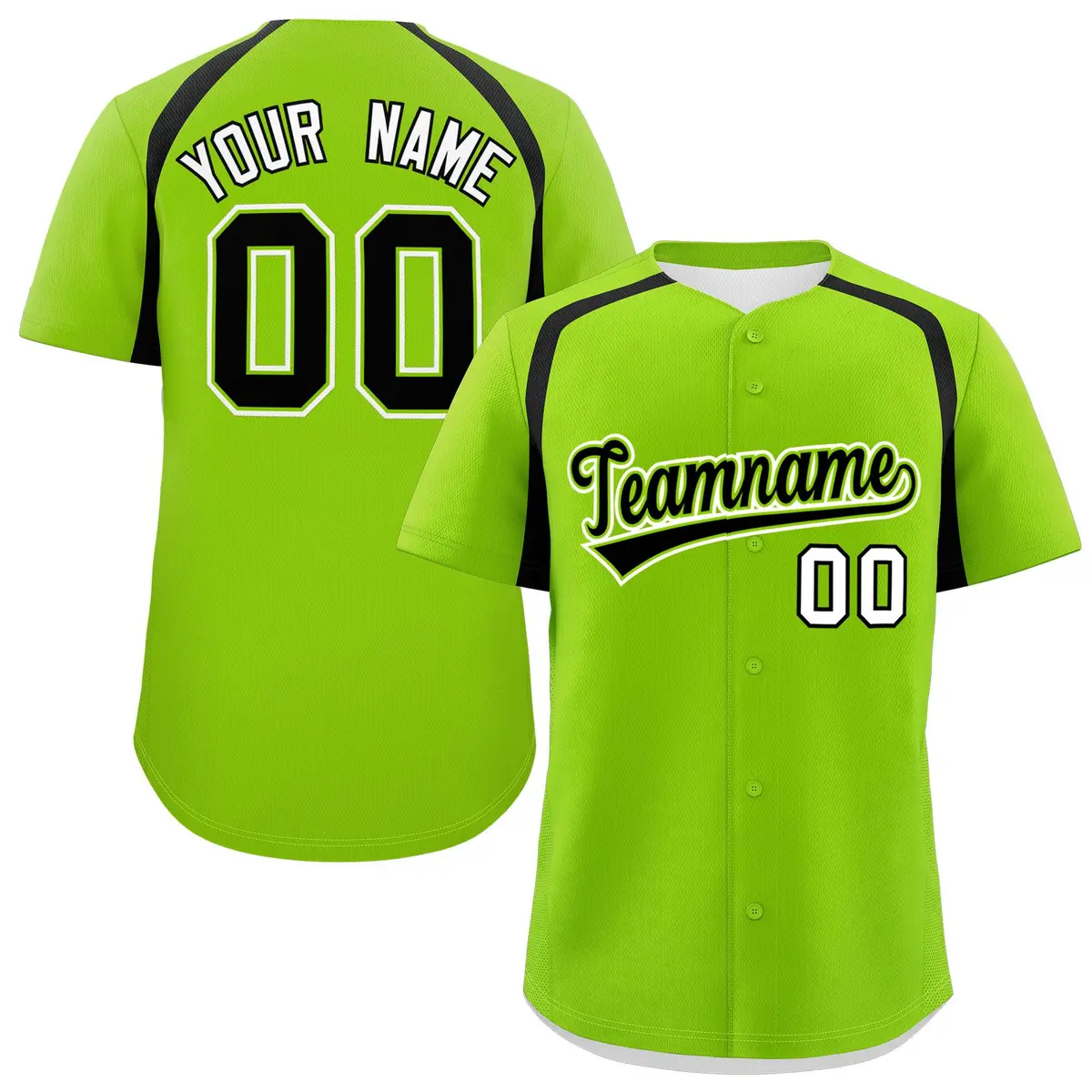 Neon Green Black Color Block Authentic Baseball Jersey