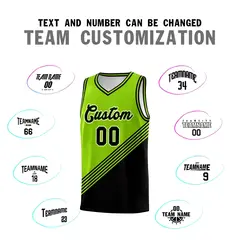 Neon Green Black Diagonal Stripe Color Block Basketball Jersey 4