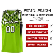 Neon Green Black Dot Pattern Side Gradient Reversible Basketball Jersey Kits 3