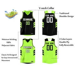 Neon Green Black Double Side Tops Basketball Jersey 2