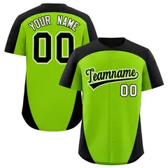 Neon Green Black Edge Color Block Authentic Baseball Jersey