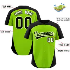 Neon Green Black Edge Color Block Authentic Baseball Jersey 2