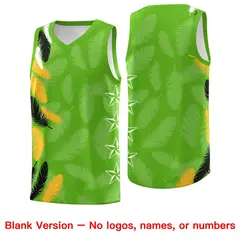 Neon Green Black Feather Graffiti Pattern Basketball Jersey 6